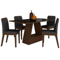 Mesa Com 4 Cadeiras Nápoles 1,36 Imbuia/preto/preto - Móveis Arapongas - A Móveis Arapongas