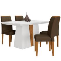Mesa Com 4 Cadeiras Nepal 1,36 Branco/cinam/marrom - Móveis Arapongas