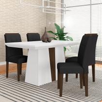 Mesa Com 4 Cadeiras Nepal 1,36 Branco/imbuia/preto - Móveis Arapongas