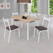 Mesa Com 4 Cadeiras Para Cozinha 110 cm Branco Carvalho Ana Ciplafe