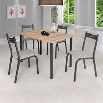 Mesa com 4 Cadeiras para Cozinha 110 Cm Preto Carvalho Manteiga Ana Ciplafe