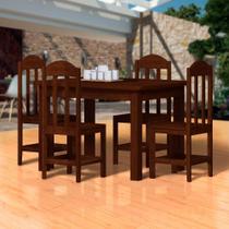 Mesa Com 4 Cadeiras Para Cozinha 120 x 88 Madeira Maciça Castanho Nemargi