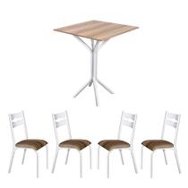 Mesa Com 4 Cadeiras Para Cozinha Aço 68cm Branco Carvalho Luna Ciplafe