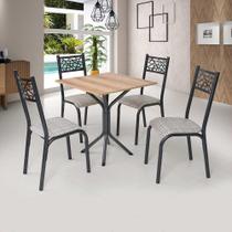 Mesa Com 4 Cadeiras Para Cozinha Aço 68cm Preto Carvalho