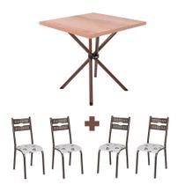 Mesa Com 4 Cadeiras Para Cozinha Aço 75cm Carvalho Luna Ciplafe