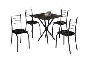 Mesa com 4 Cadeiras Para Cozinha Ipanema Teixeira Preta - Teixeira Móveis