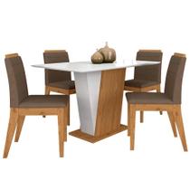 Mesa Com 4 Cadeiras Qatar 1,20 Cin/off/capuccino - Móveis Arapongas