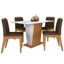 Mesa Com 4 Cadeiras Qatar 1,20 Cin/off/marrom - Móveis Arapongas