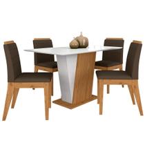 Mesa Com 4 Cadeiras Qatar 1,20 Cin/off/marrom - Móveis Arapongas