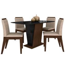Mesa Com 4 Cadeiras Qatar 1,20 Imb/pre/bege - Móveis Arapongas