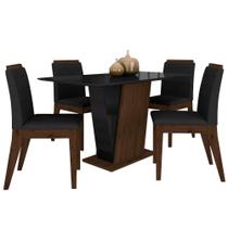 Mesa Com 4 Cadeiras Qatar 1,20 Imb/pre/preto - Móveis Arapongas