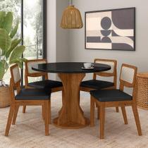 Mesa Com 4 Cadeiras Redonda C/vidro Santorini Fre/pto/cor.preto - M.a