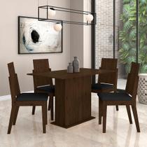 Mesa Com 4 Cadeiras Sala De Jantar Grécia Imb/preto - Moveis Arapongas