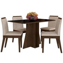 Mesa Com 4 Cadeiras Senegal 1,36 Imbuia/preto/bege - Móveis Arapongas Mesa Com 4 Cadeiras Senegal 1,36 Imbuia/preto/bege - Móveis Arapongas