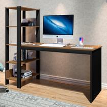 Mesa com 4 Prateleiras para Escritorio Cairo Preto Canela