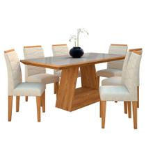 Mesa Com 6 Cadeiras 1,60 ávila Cina/off Whit/bege - Móveis Arapongas Mesa Com 6 Cadeiras 1,60 ávila Cina/off Whit/bege - Móveis Arapongas