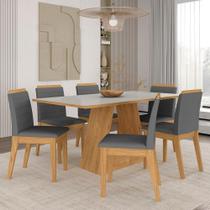 Mesa Com 6 Cadeiras 1,60 Nápoles Cinam/off Wh/cinza - Móveis Arapongas