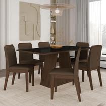 Mesa Com 6 Cadeiras 1,60 Nápoles Imbuia/pret/marrom - Móveis Arapongas Mesa Com 6 Cadeiras 1,60 Nápoles Imbuia/pret/marrom - Móveis Arapongas