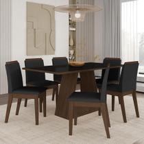 Mesa Com 6 Cadeiras 1,60 Nápoles Imbuia/preto/preto - Móveis Arapongas