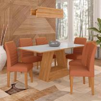Mesa Com 6 Cadeiras 1,60 Pavia Cinam/off Whi/terrac - Móveis Arapongas