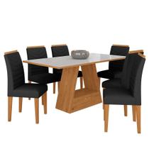 Mesa Com 6 Cadeiras 1,60 Pavia Cinam/off Whit/preto - Móveis Arapongas Mesa Com 6 Cadeiras 1,60 Pavia Cinam/off Whit/preto - Móveis Arapongas