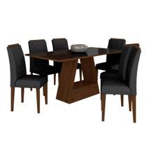 Mesa Com 6 Cadeiras 1,60 Pavia Imbuia/preto/preto - Móveis Arapongas