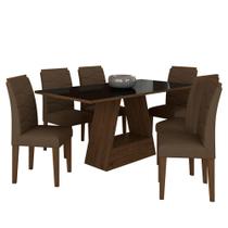 Mesa Com 6 Cadeiras 1,60 Vicenza Imb/preto/marrom - Móveis Arapongas