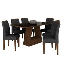 Mesa Com 6 Cadeiras 1,60 Vicenza Imbuia/preto/preto - Móveis Arapongas