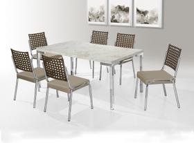 Mesa com 6 Cadeiras 1,60X0,90 Tampo MDP Cromado Nobre