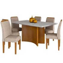 Mesa Com 6 Cadeiras Belluno 1,60 Cin/off/bege - Móveis Arapongas Mesa Com 6 Cadeiras Belluno 1,60 Cin/off/bege - Móveis Arapongas