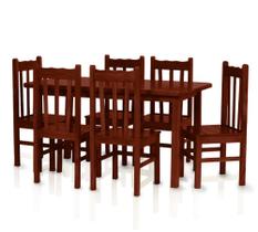Mesa Com 6 Cadeiras de Madeira Maciça 150x80 Bonacor A Mogno - Bonafé