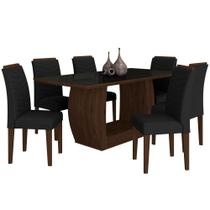 Mesa Com 6 Cadeiras Líbano 1,60 Imbuia/preto/preto - Móveis Arapongas Mesa Com 6 Cadeiras Líbano 1,60 Imbuia/preto/preto - Móveis Arapongas