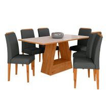 Mesa Com 6 Cadeiras Pierre 1,60 Cin/off White/cinza - Móveis Arapongas