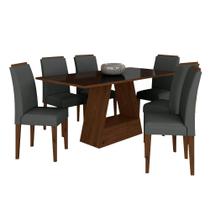 Mesa Com 6 Cadeiras Pierre 1,60 Imbuia/preto/cinza - Móveis Arapongas