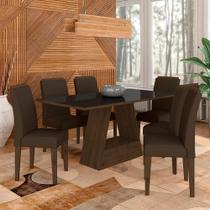 Mesa Com 6 Cadeiras Pierre 1,60 Imbuia/preto/marrom - Móveis Arapongas - MOVEIS ARAPONGAS