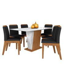 Mesa Com 6 Cadeiras Qatar 1,60 Cin/carraro Bra/pret - Móveis Arapongas