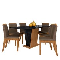 Mesa Com 6 Cadeiras Qatar 1,60 Cin/preto/capuccino - Móveis Arapongas