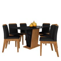 Mesa Com 6 Cadeiras Qatar 1,60 Cin/preto/preto - Móveis Arapongas