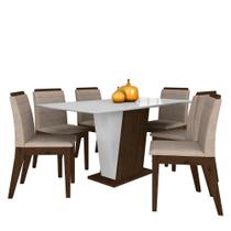 Mesa Com 6 Cadeiras Qatar 1,60 Imb/off White/bege - Móveis Arapongas