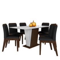 Mesa Com 6 Cadeiras Qatar 1,60 Imb/off White/preto - Móveis Arapongas