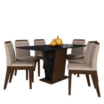 Mesa Com 6 Cadeiras Qatar 1,60 Imb/preto/bege - Móveis Arapongas Mesa Com 6 Cadeiras Qatar 1,60 Imb/preto/bege - Móveis Arapongas