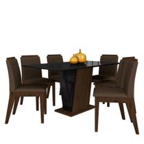 Mesa Com 6 Cadeiras Qatar 1,60 Imb/preto/marrom - Móveis Arapongas