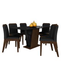 Mesa Com 6 Cadeiras Qatar 1,60 Imb/preto/preto - Móveis Arapongas