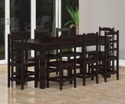 Mesa com 8 Cadeiras 200x88 Madeira Maciça Perola Tabaco - Nemargi