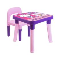 Mesa Com Cadeira Infantil + Boneca Hello Kitty Original - Monte Líbano - Mesinha Cadeirinha Crianças +3 Anos - Monte Libano