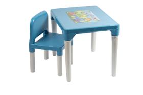 Mesa com Cadeira Infantil Educativa Azul Dinossauros - Styll
