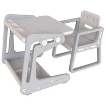 Mesa com Cadeira Infantil Estudos e Desenho Regulável C180GY Cinza