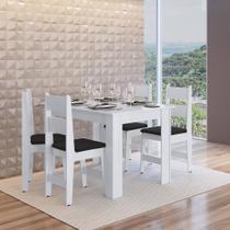 Mesa com Cadeiras Sala de Jantar em MDF Branco Lilies Móveis