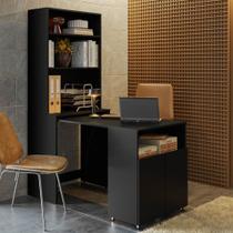 Mesa Com Estante Escritório Veneza Preto Mesa Com Estante Escritório Veneza Preto