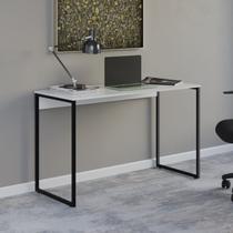 Mesa com Pé de Aço para Escritório Design Moderno 120cm Industrial Branco E Preto